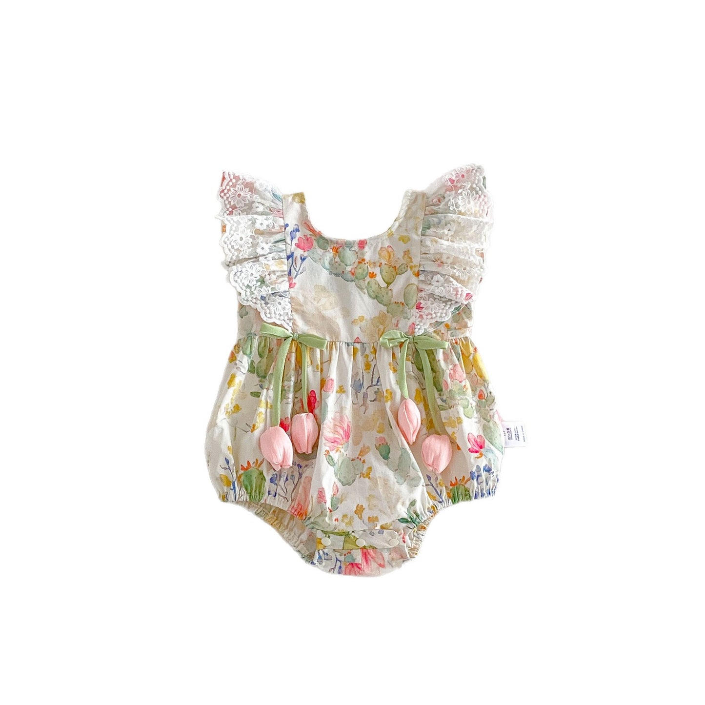 Pastoral Flower Jumpsuit Sweet Princess Romper Born Jumpsuit, Climbing Suit