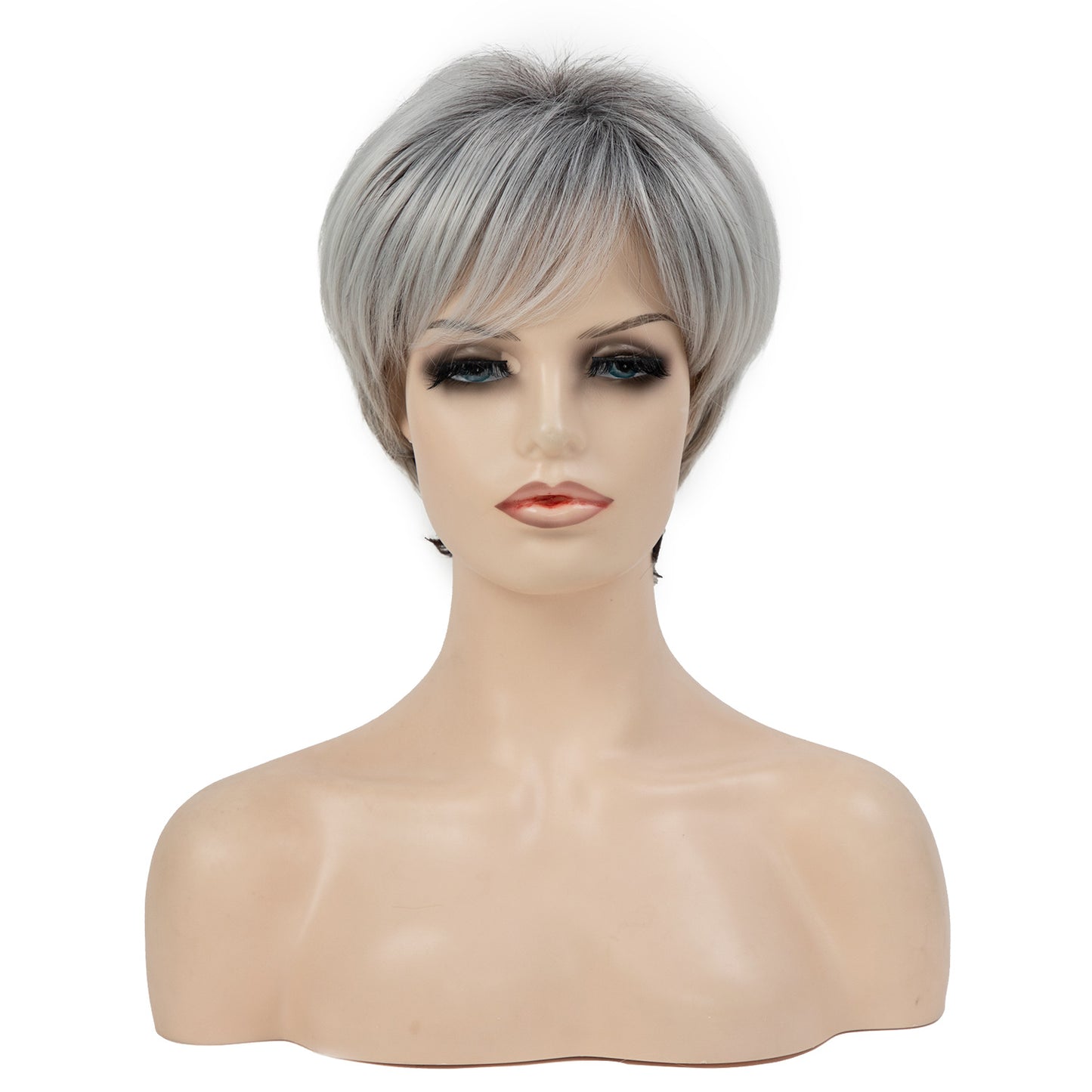 Unique Fluffy Side Bangs Head Cover Wig Short Straight Hair