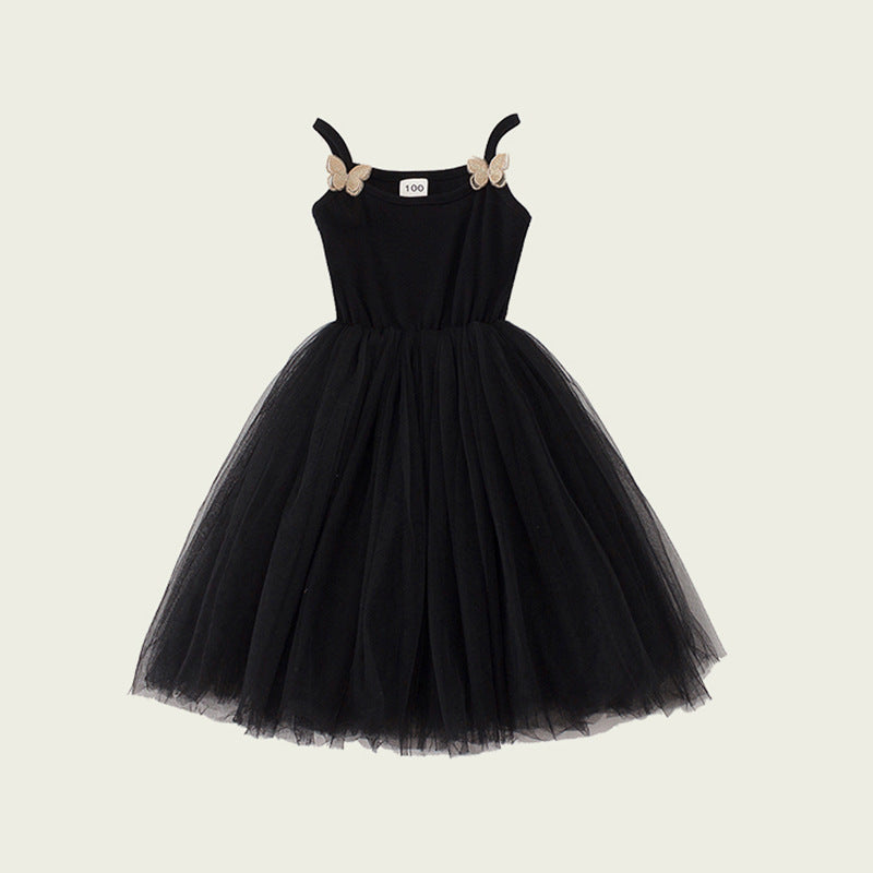 Camisole Butterfly Beach Princess Candy Color Fluffy Children's Dress