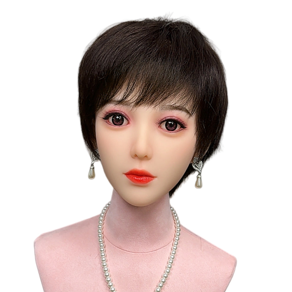 Women's Real Hand-woven Style Needle Spinning Breathable Inner Wig Short Curly Hair