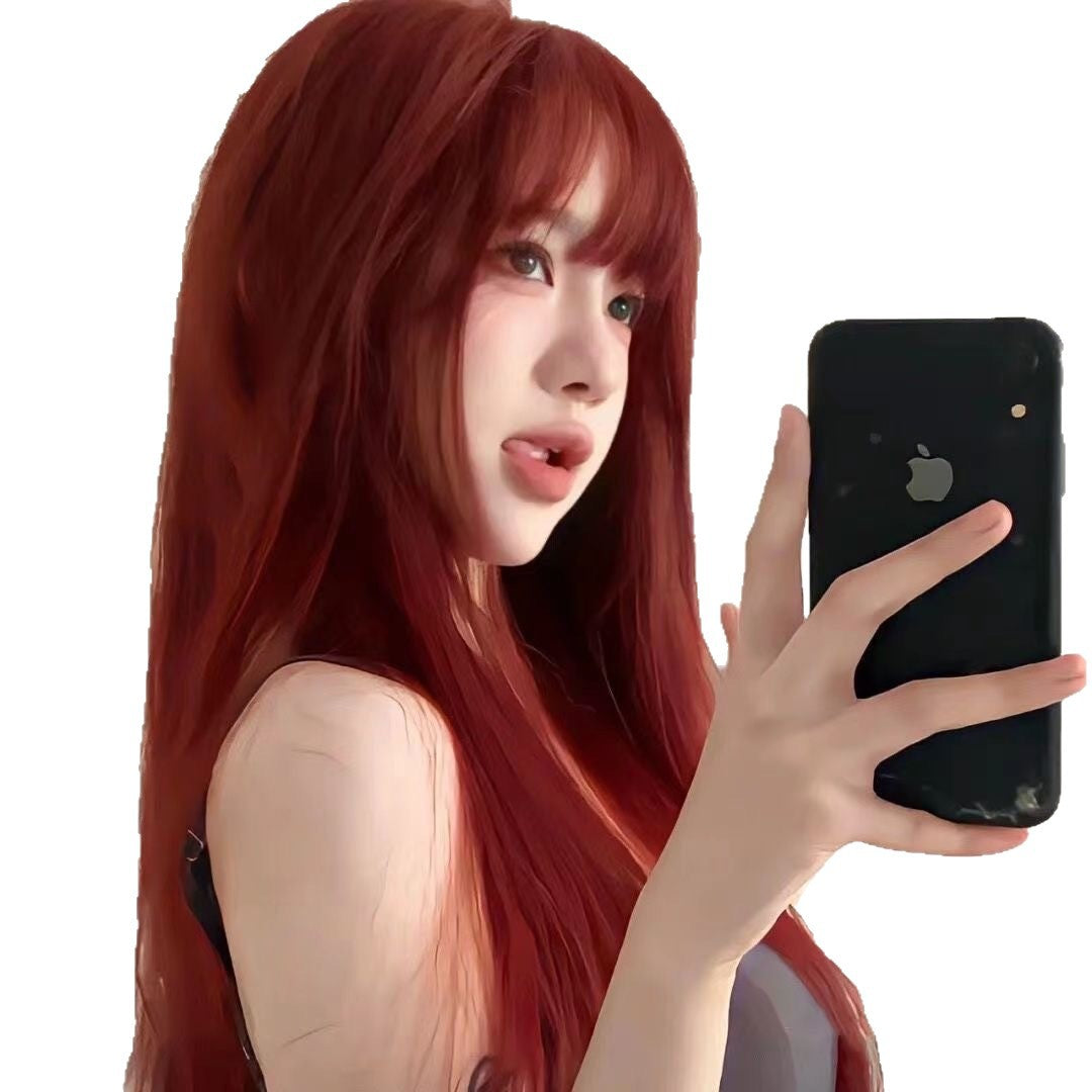 Female Hair Temperament Rose Red Sea Long Straight Wig