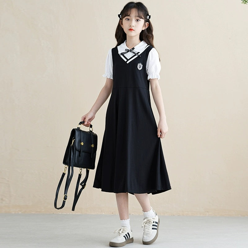 Fake Two-piece Summer For Fashionable Princess Middle Big Children's Dress
