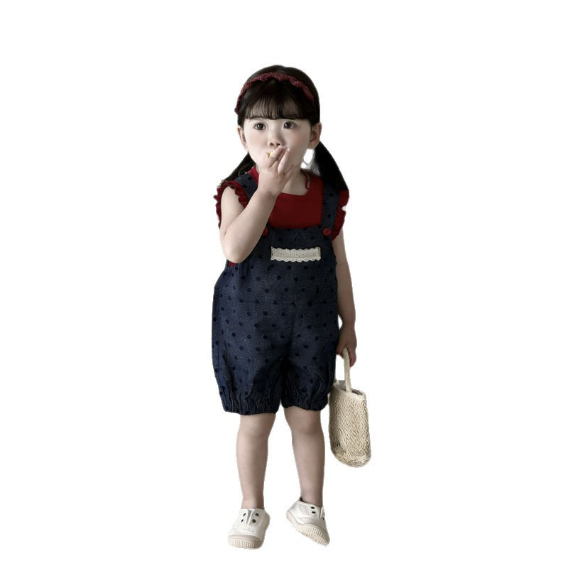 Children's Summer Korean Style Polka Dot Set Infant Children's Suit