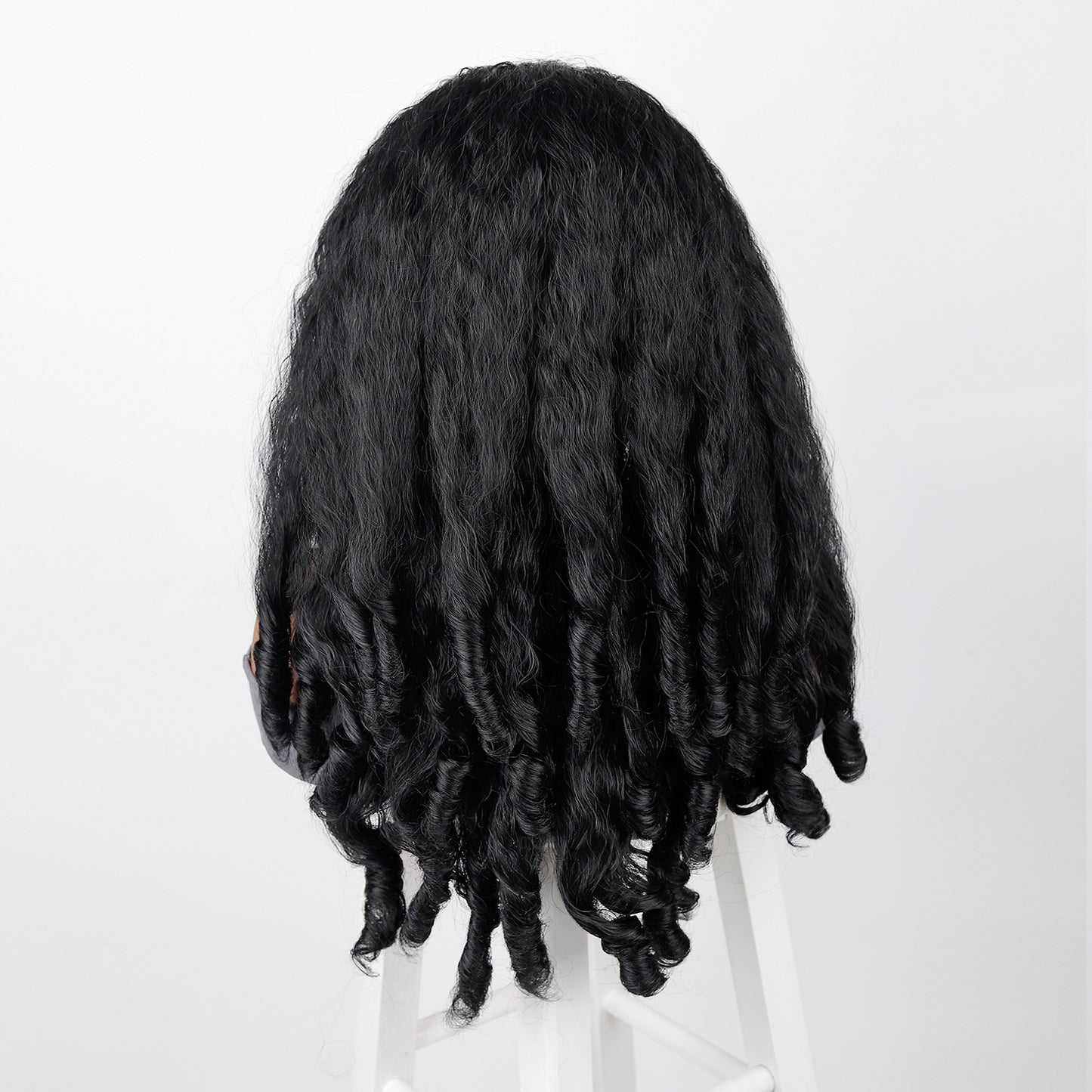 Women's Hair Band Head Cover Fluffy Afro Ice Silk Wig Long Curls