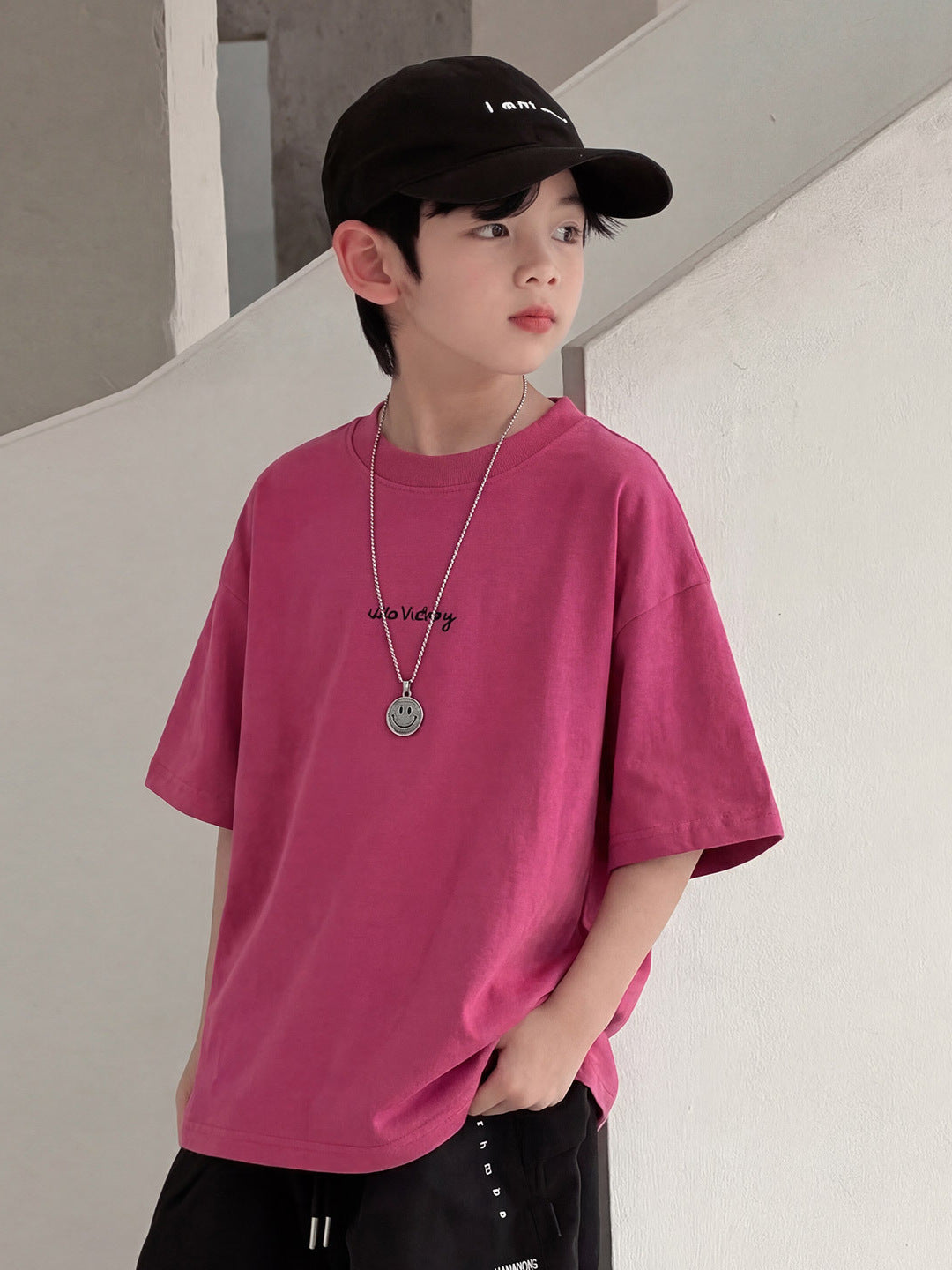 Children's Short-sleeved Summer Loose Top Boys Middle Big Half Sleeve Children's T-shirt