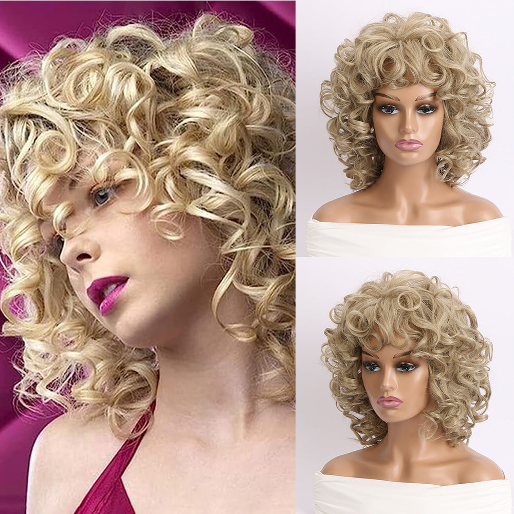 Cool Charming Women's Fashion Head Cover Wig Short Curly Hair