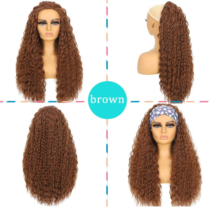 Women's Black Small Curly Hair Three-in-one Synthetic Wigs Wig Long Curls