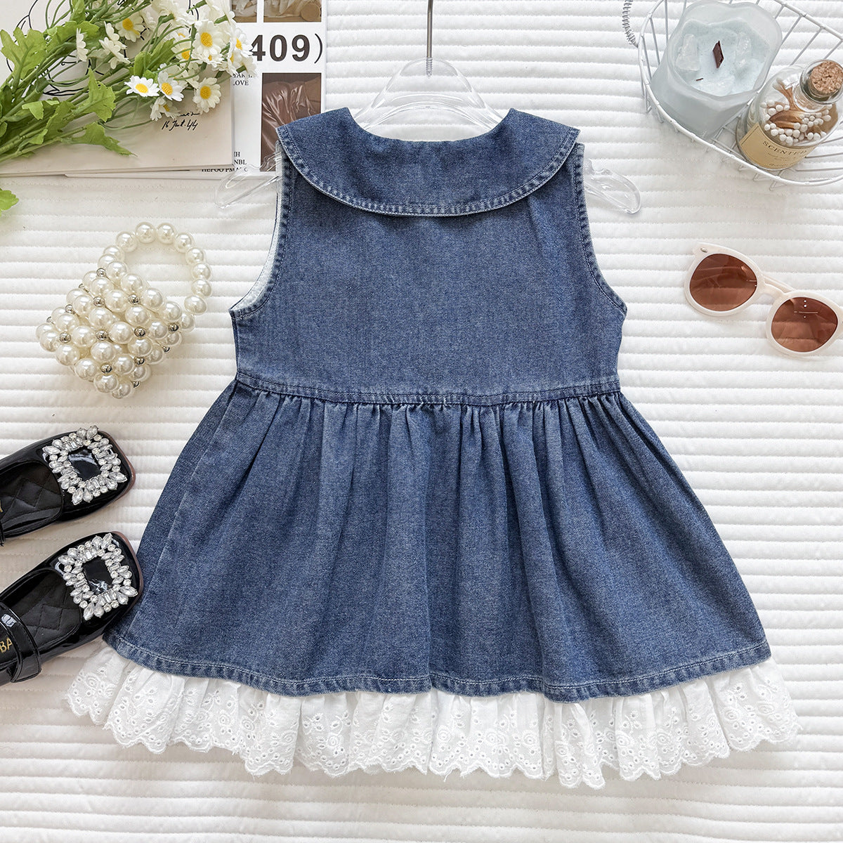 Children's Summer Korean Style Thin Denim Fashionable Stylish Children's Dress