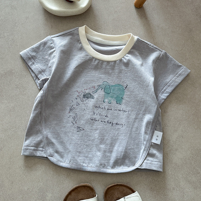 Summer Short Sleeve Breathable Year Old Boy Loose Cropped Pants Children's T-shirt