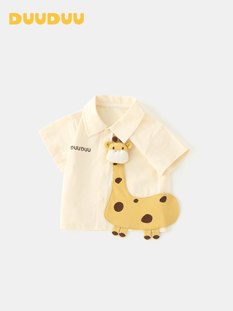 Children's Giraffe Korean Style Short Sleeve Top Class Children's Shirt