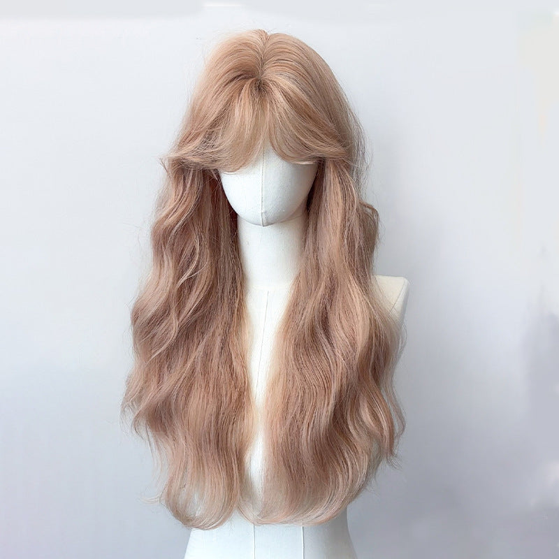 Air Straight Bangs Big Wave Gradient Curly Hair Natural Wig Long Curls