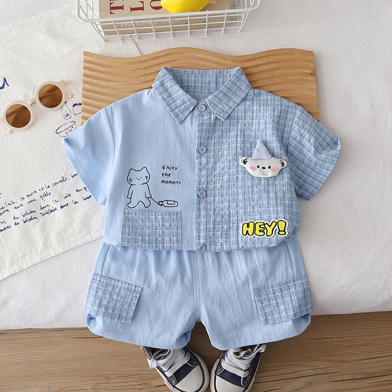 Children's Clothes University Style Unisex Short Sleeve Tie Children's Suit