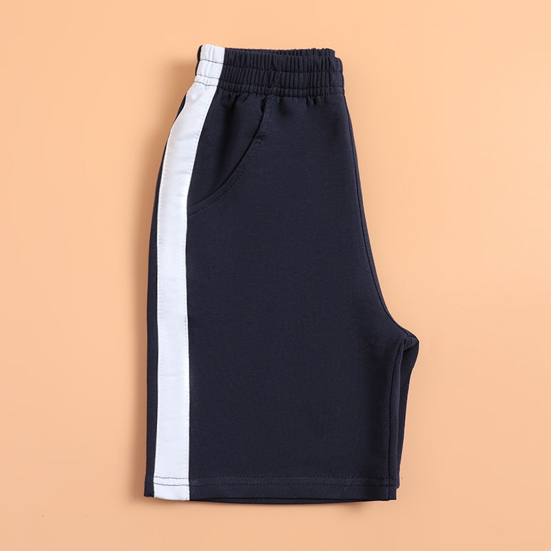 Children's Dark Blue Wide White Bars Boys Business Attire Middle Big Children's Pants