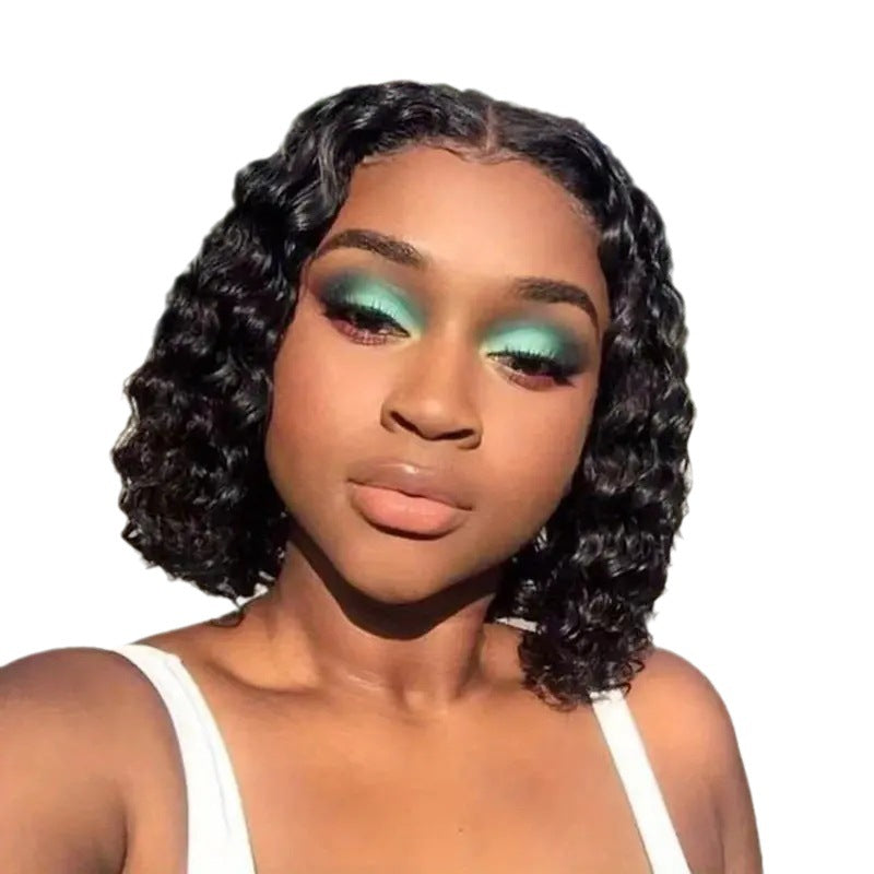 Women's Fashion Break-up Tube Wrapped Small African Wig Short Curly Hair
