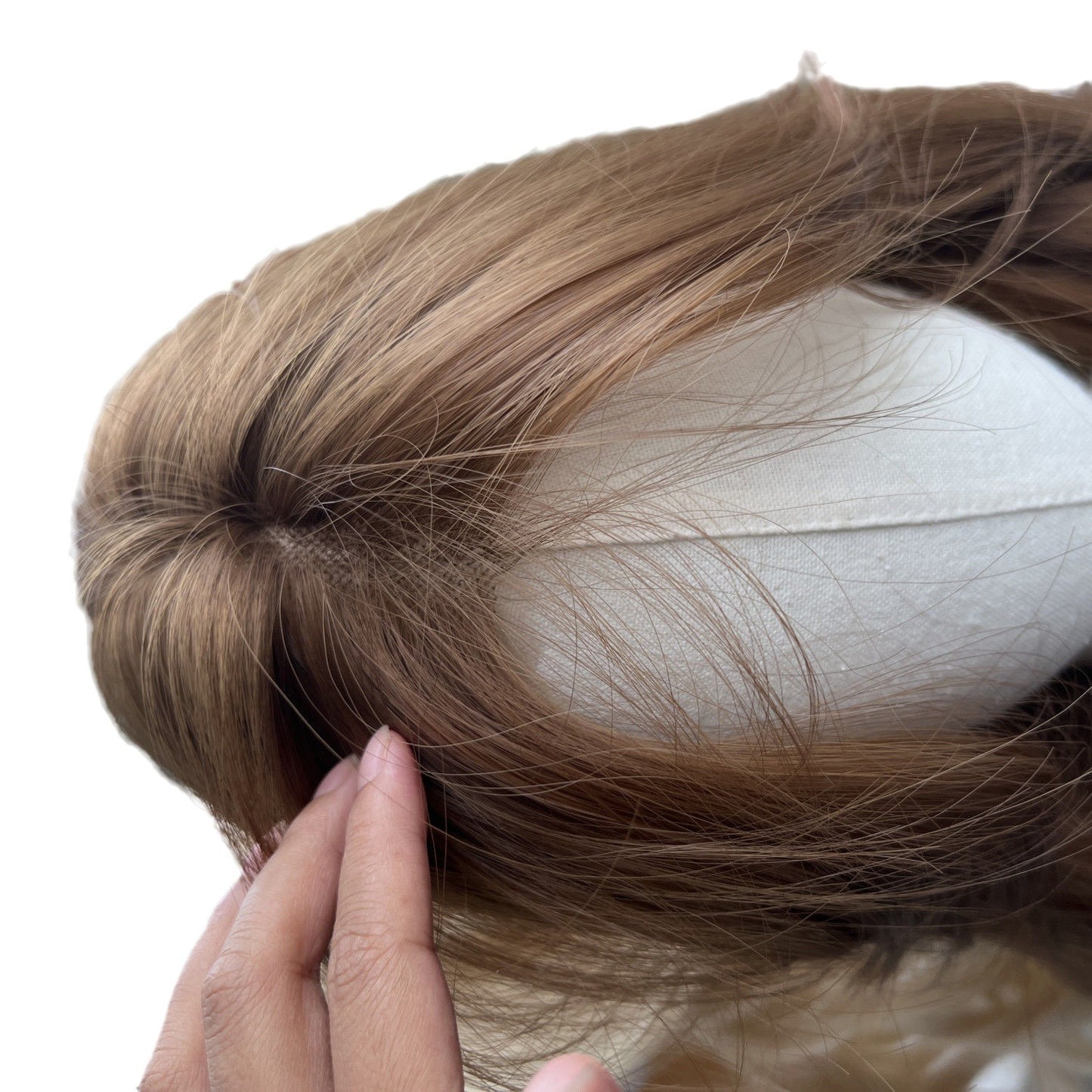 Women's Full Head Artificial Hair Front Lace Linen Golden Brown Water Wig Long Curls