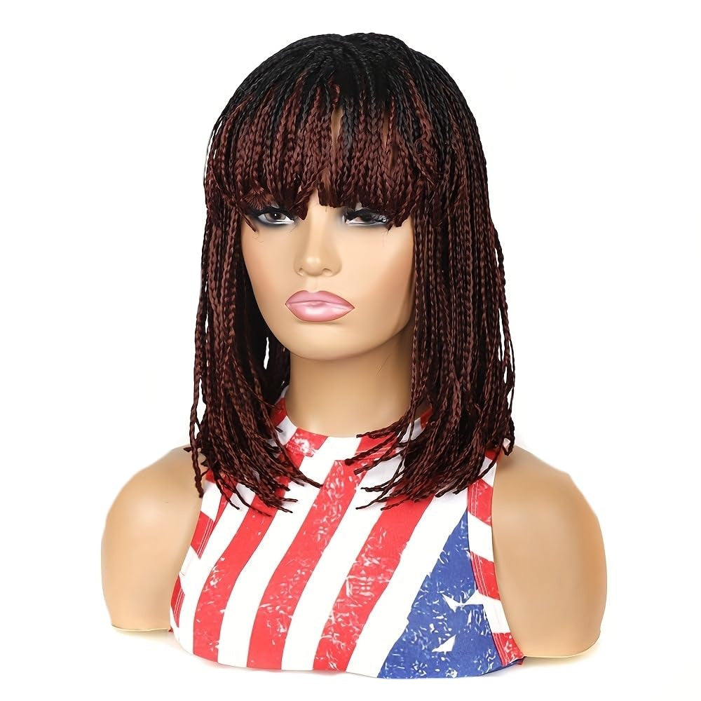 Women's African Crochet Chemical Fiber Small Braid Wig Short Straight Hair
