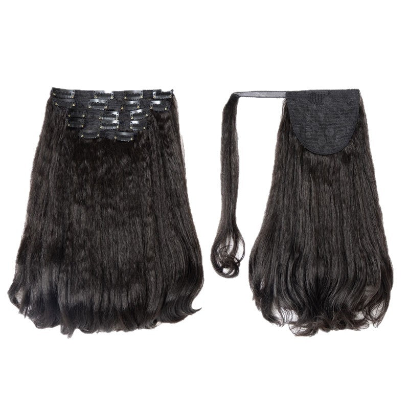 Trendy Fiber Ponytail Hairpiece Clip Suit Long Straight Wig