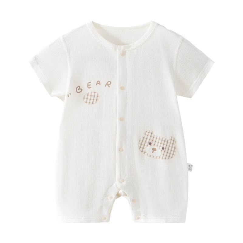Babies Summer Short Sleeve Rompers Pajamas Clothing Breathable Soft Born Jumpsuit, Climbing Suit