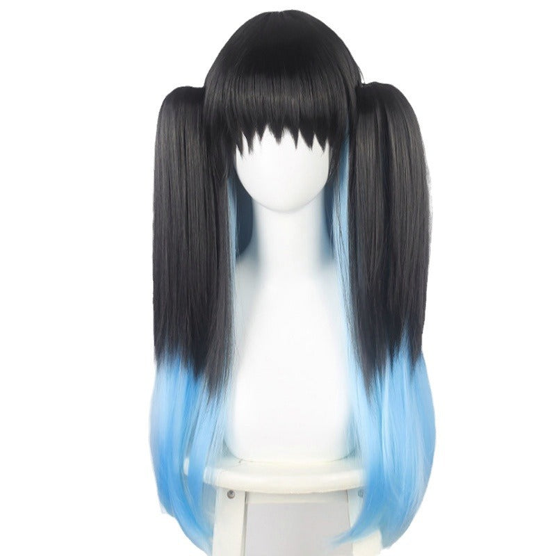 Anime No Hours Transparent Black Gradient Blue Straight Cos Wig