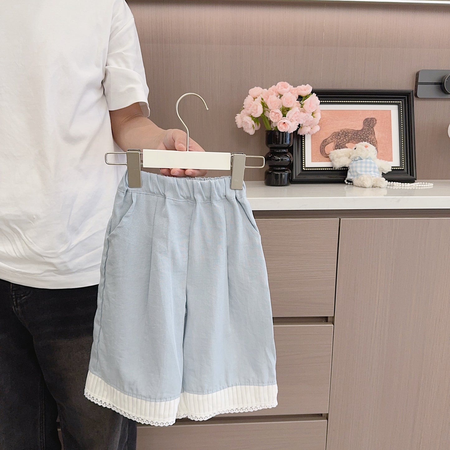 Western Style Lace Stitching Cool Breathable Children's Pants