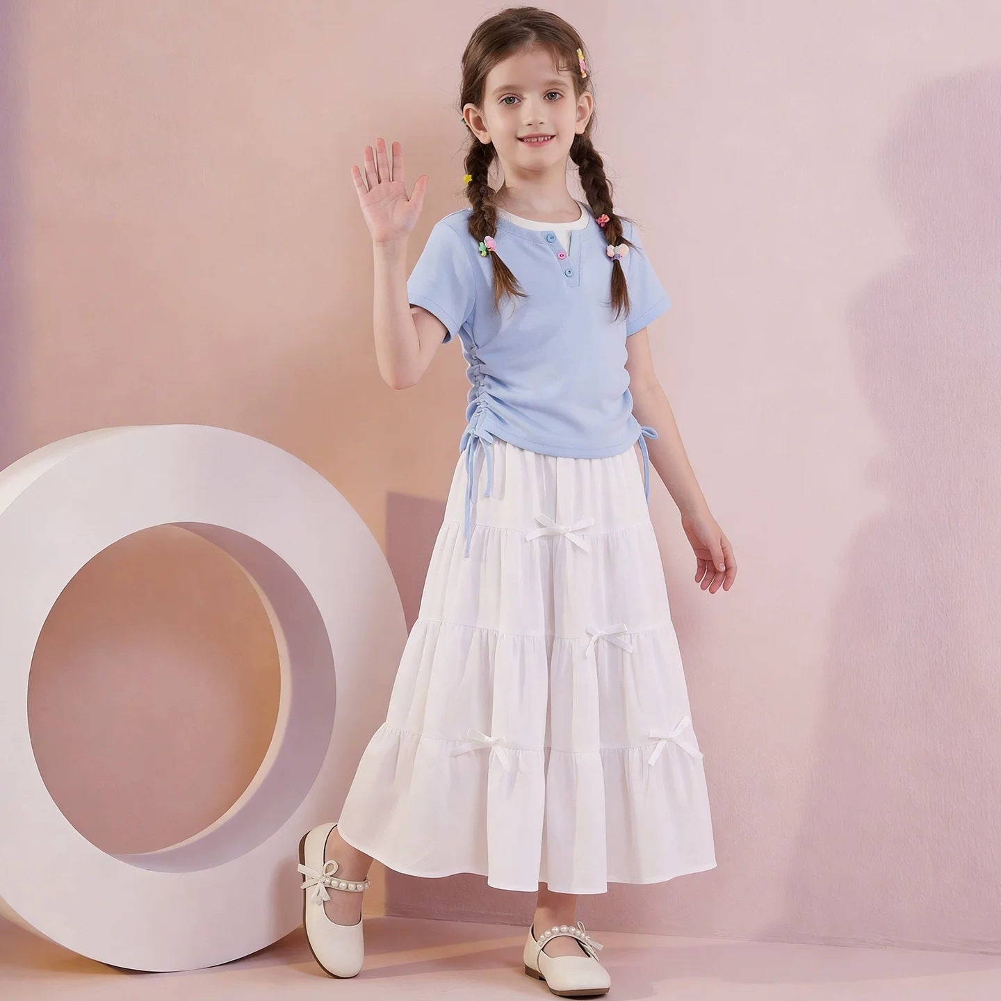Children's Sweet Set Skirt Summer Fashionable Small Comely Short-sleeved T-shirt Children's Suit