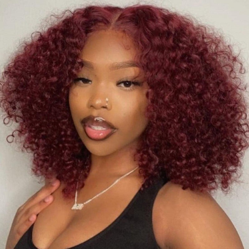 Women's African Small Brown Afro Fluffy Chemical Fiber Wig Short Curly Hair