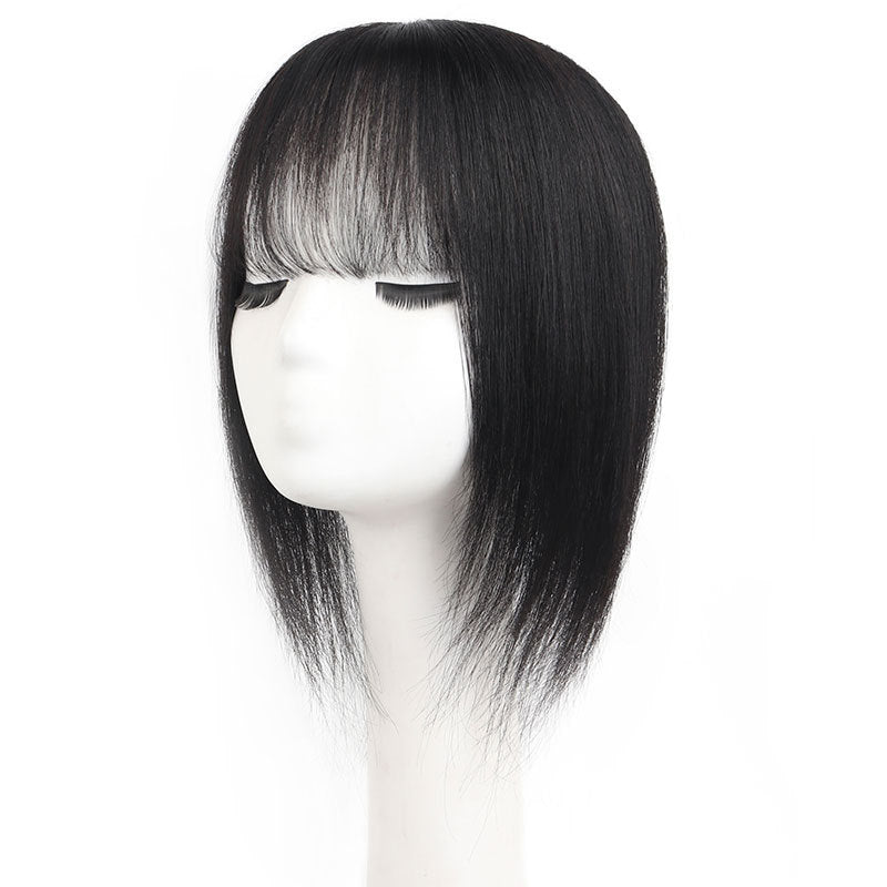 Women's Real Hair One-piece Piece Head Covering White Increasing Lightweight Breathable Wig
