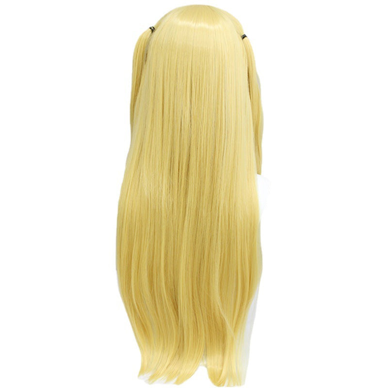 Death Note Golden Medium Long Hair Double Ponytail Universal Simulation Cos Wig