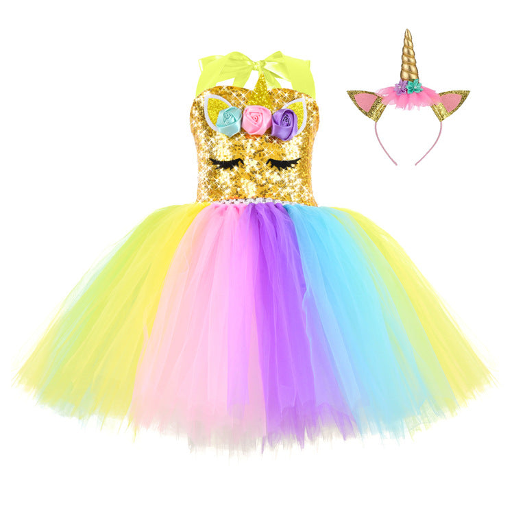 Unicorn Halloween Costume Princess With Lining Children's Dress