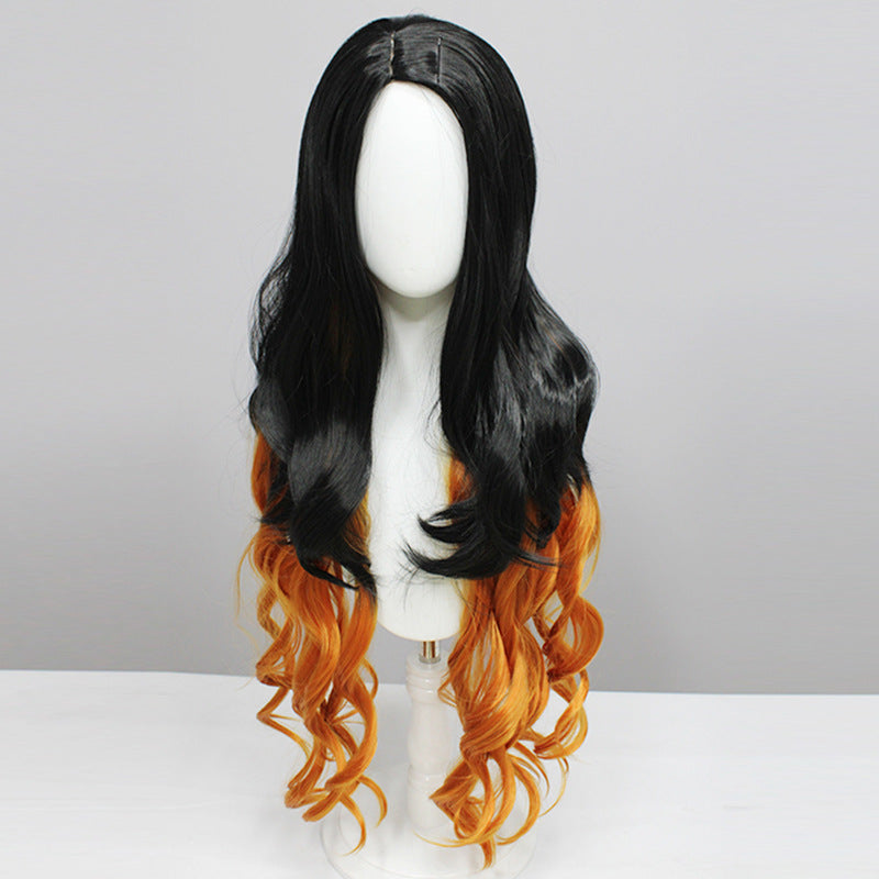 Women's Fiber Long Hair Brown Yellow Curly Cos Wig