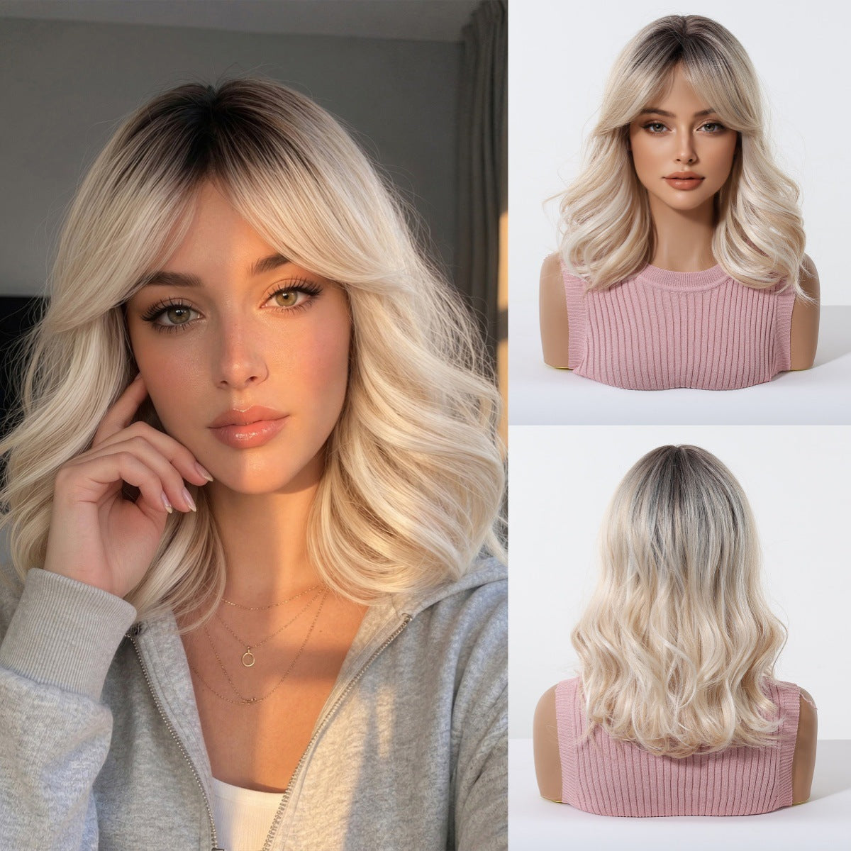 Golden Brown Mechanism Head Cover High Temperature Wig Short Curly Hair