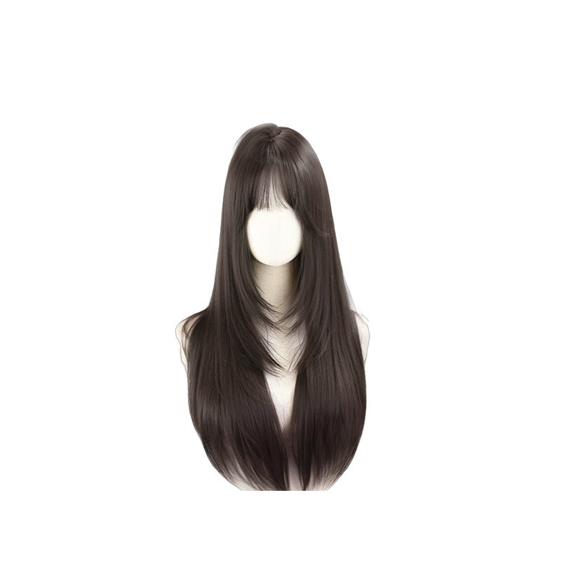 Women's Hair Simulation Full Head Cover Bangs Wig Long Curls