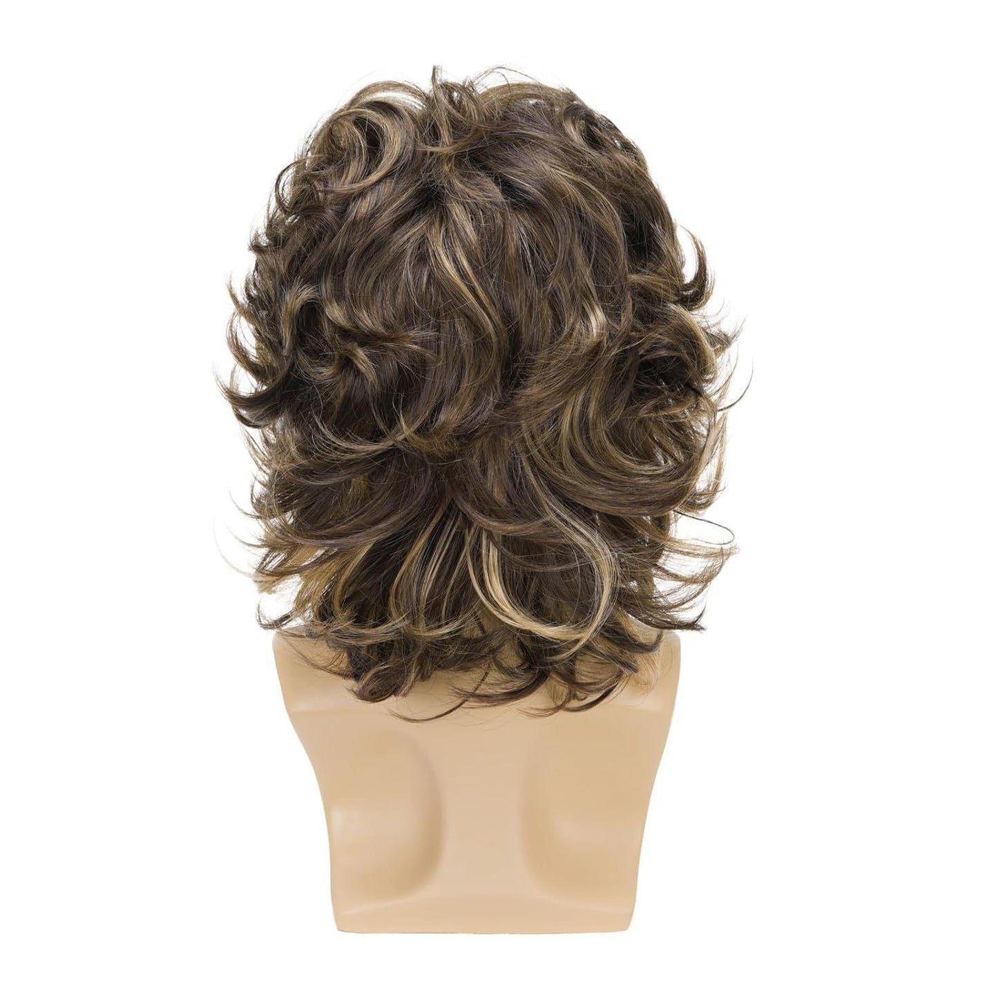 Men's Curly Hair Small Curls Brown Mixed Color Synthetic Men's Wig