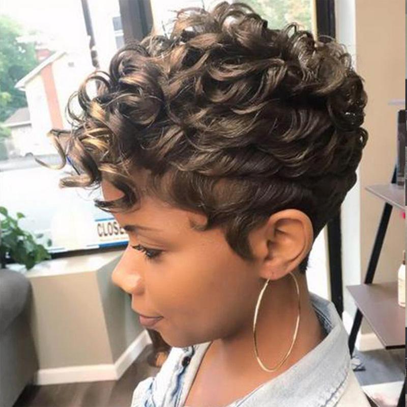 Elegant Versatile Cool Fiber Chemical Hood Wig Short Curly Hair