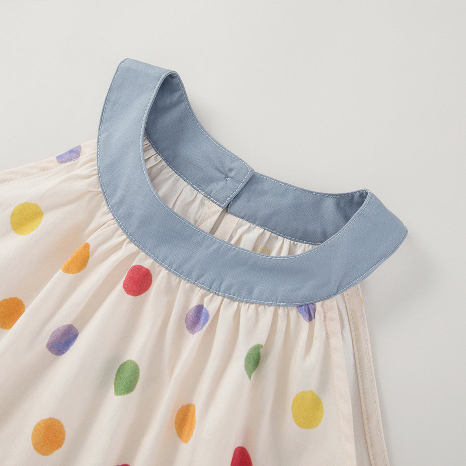 Halter Sleeveless Vest Summer Sweet Style Colorful Polka Children's Dress