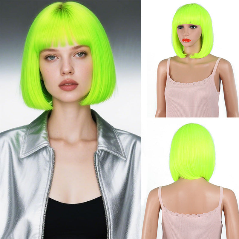 Curl Chemical Fiber Color Wave Cover Wig Short Straight Hair