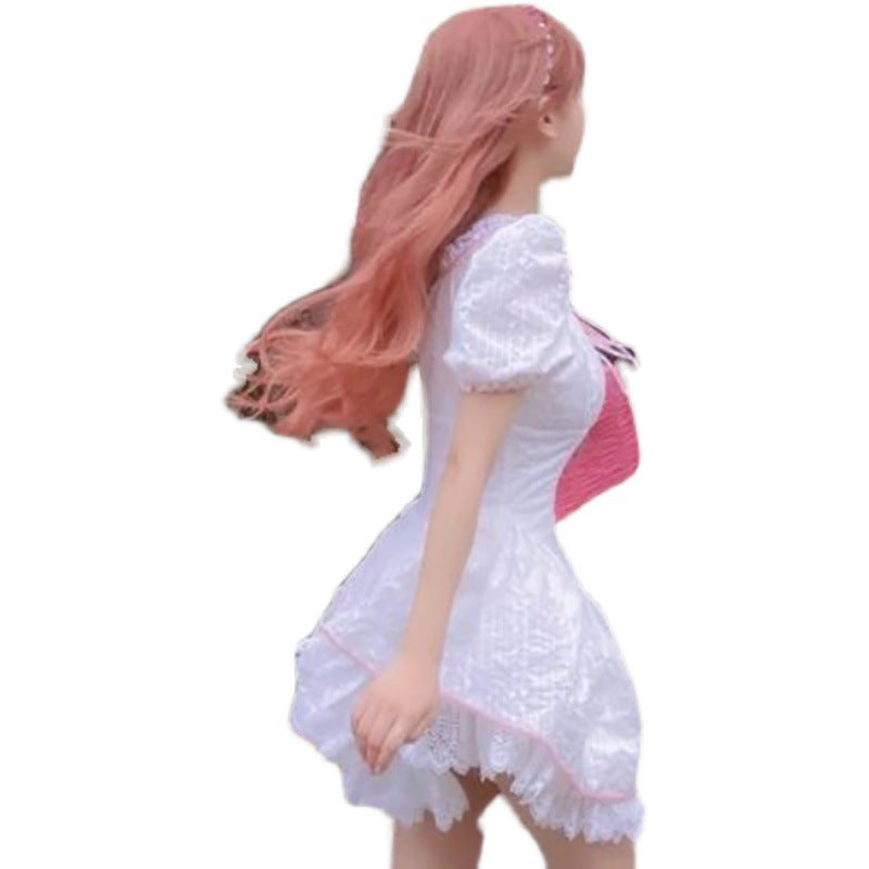 Pink Female Hair Natural Sweet Simulation Wig Long Curls