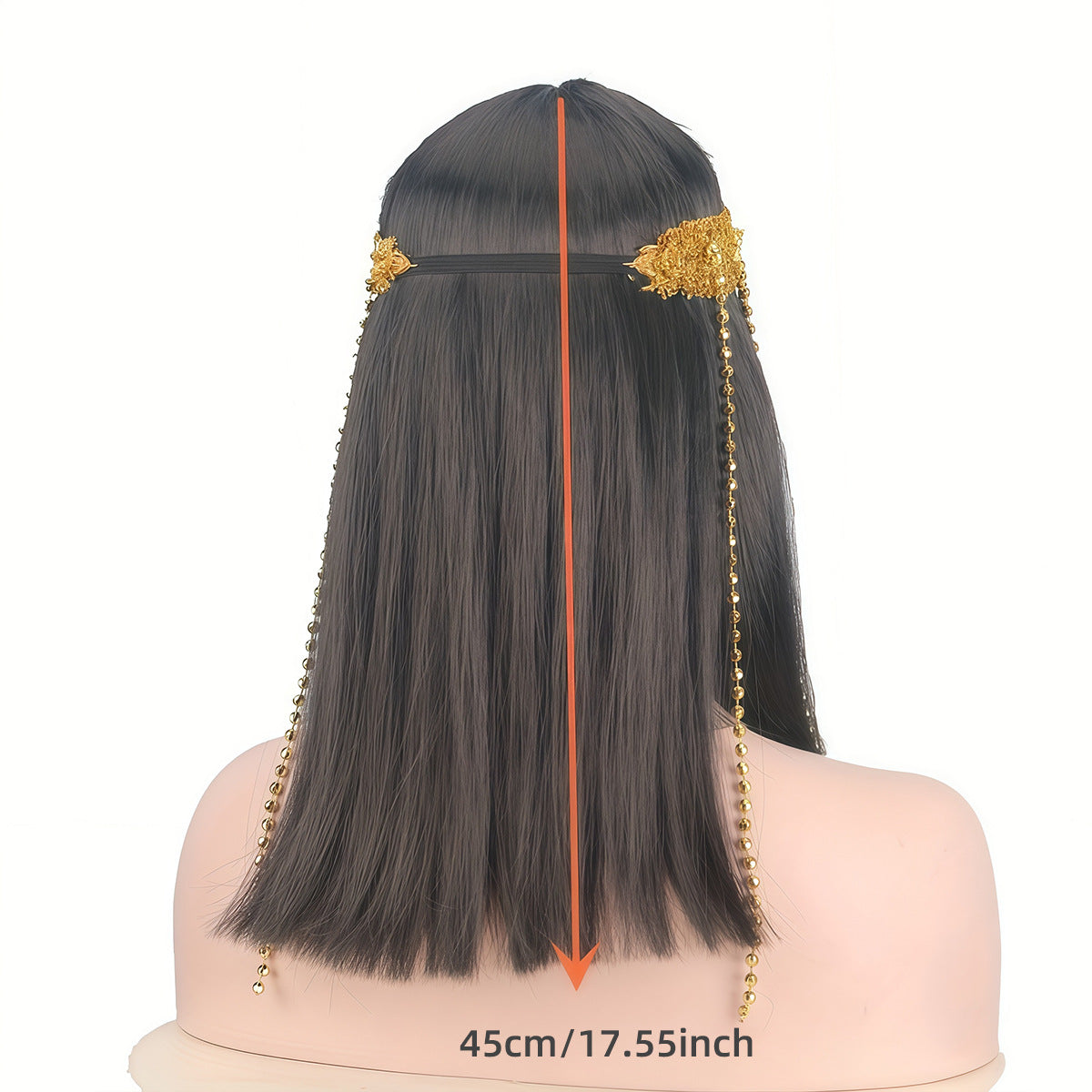 Cleopatra Headgear With Snake Head Accessories Black Hair Sheath Long Straight Wig