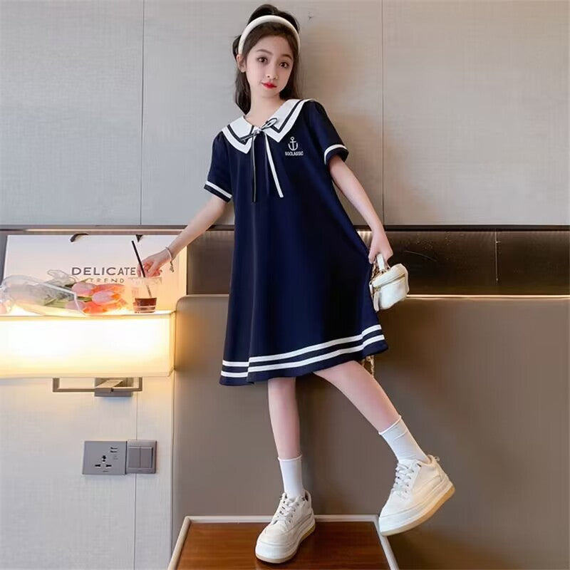 Older Summer Clothes Funky Casual Short Sleeve College Children's Dress