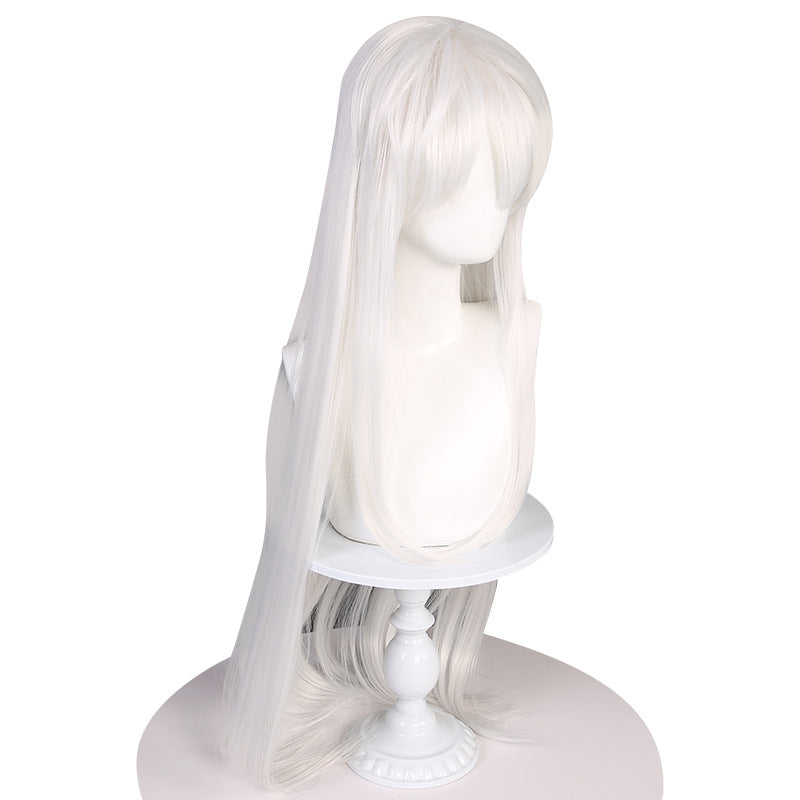 Siery White Pattern Corn Stigma Puffy Cos Wig