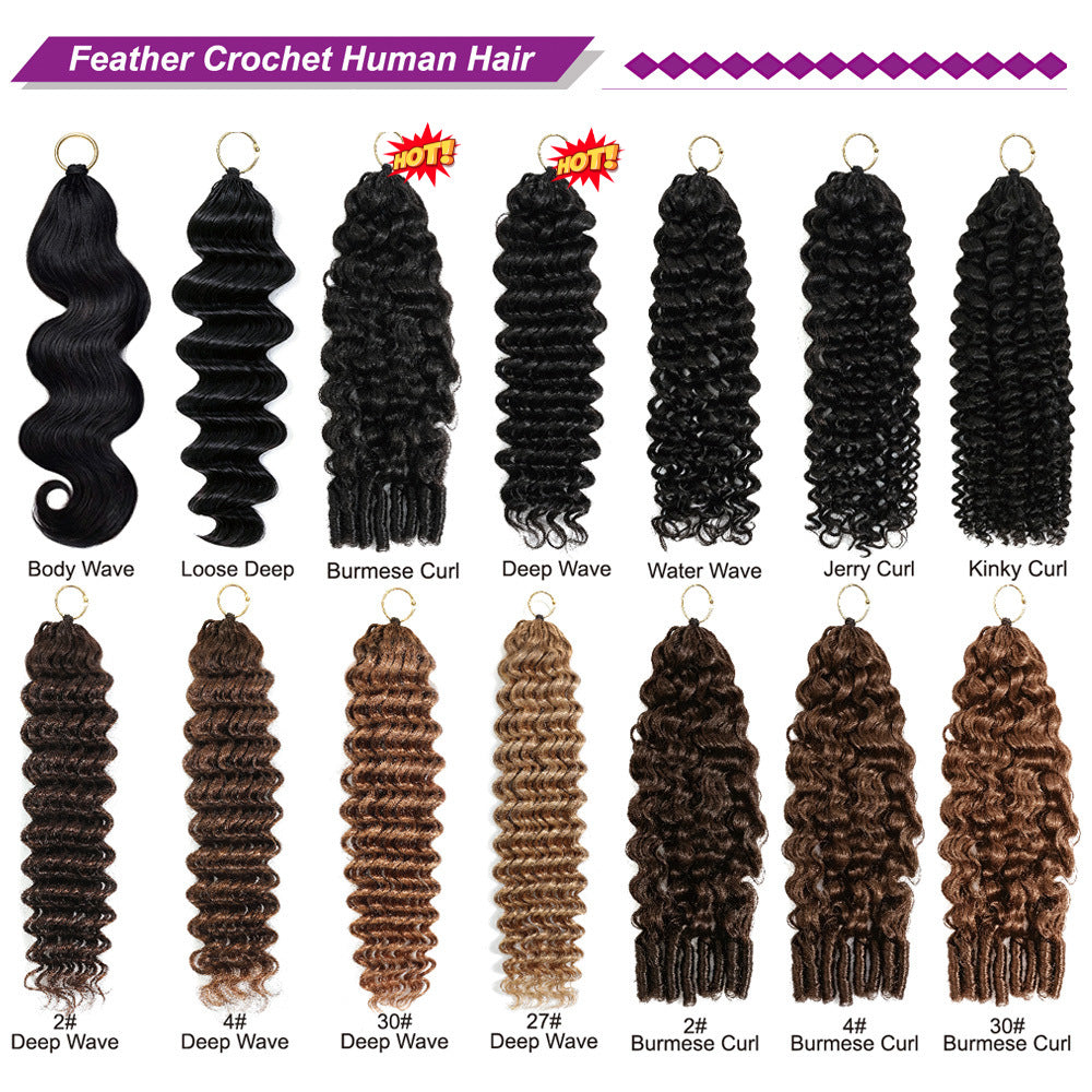 Feather Crochet Hook For Braided Human Real Hair Wig