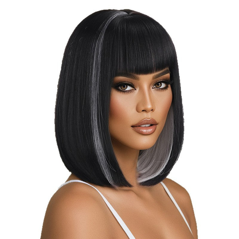 Women's Fashionable Bangs Short Hair Natural Chemical Long Straight Wig