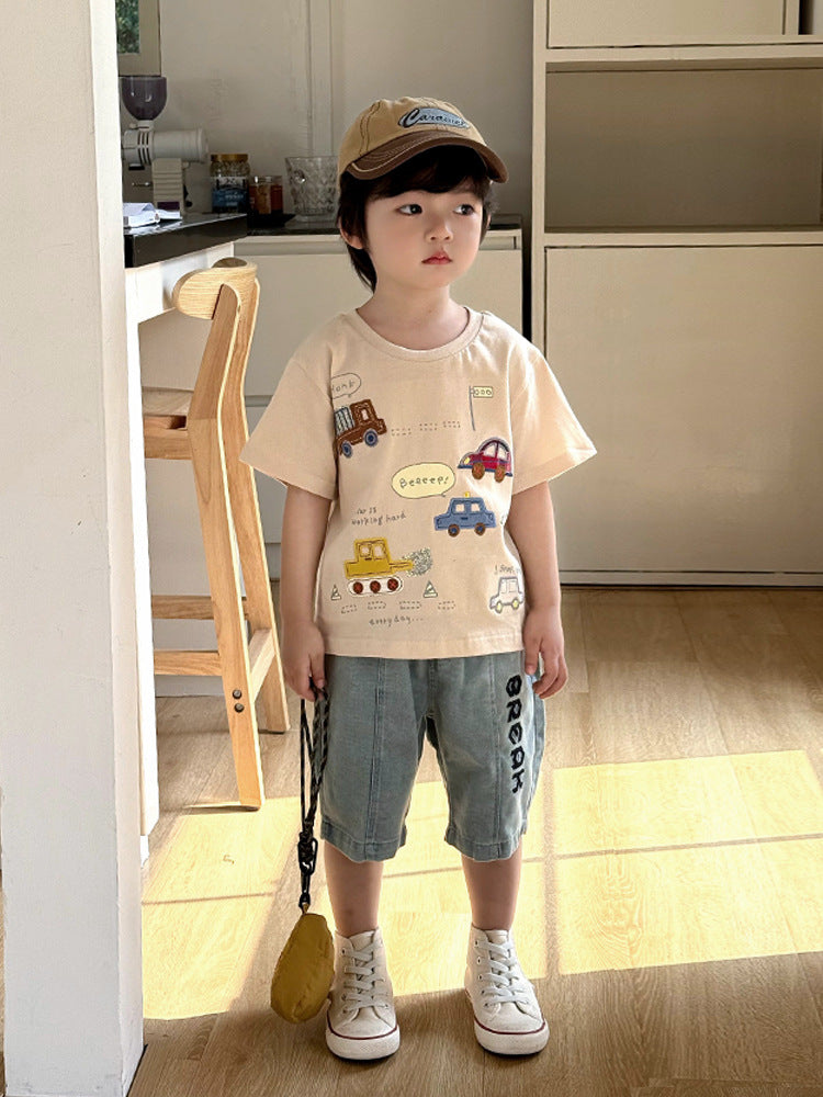 Children's Sleeve Summer Clothing Thin Boy Half Children's T-shirt