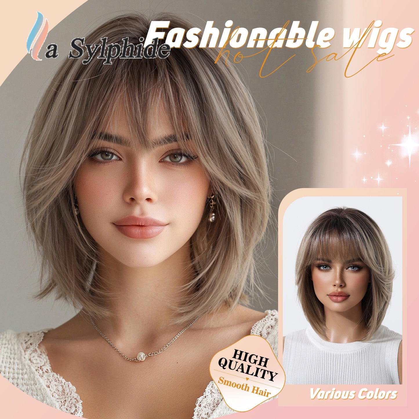 Full Head Cap Imitation Human Natural Top Wig Short Straight Hair