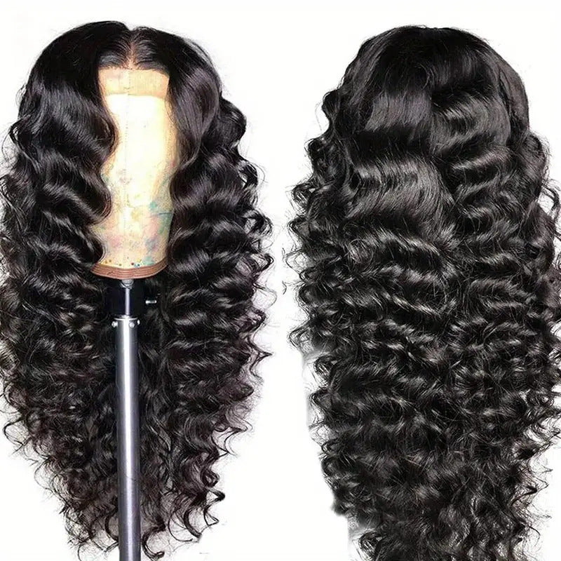 Comfortable Unique Human Hair Front Lace Wig Long Curls