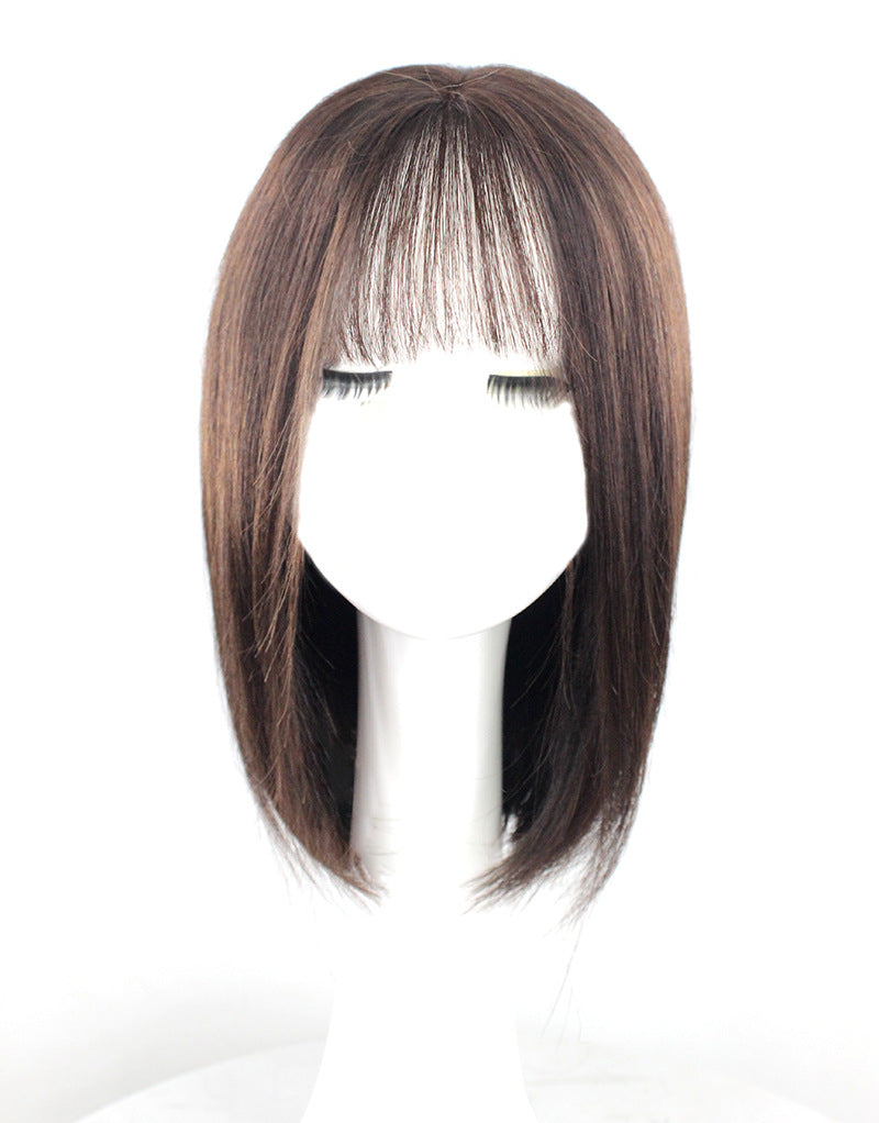 Women's Straight Set Front Lace Imitation Delivery Needle French Bangs Real Hair Wig