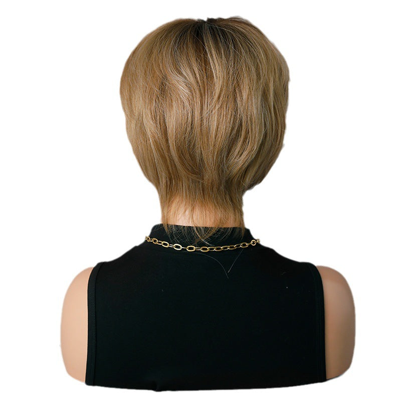 Women's Neutral Full Top Pullover Chemical Fiber Wig Short Curly Hair