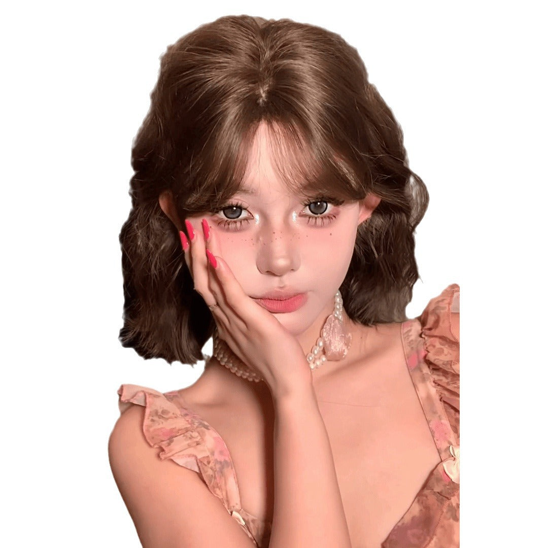 Roll Several Words Bangs Summer Natural Wig Short Curly Hair
