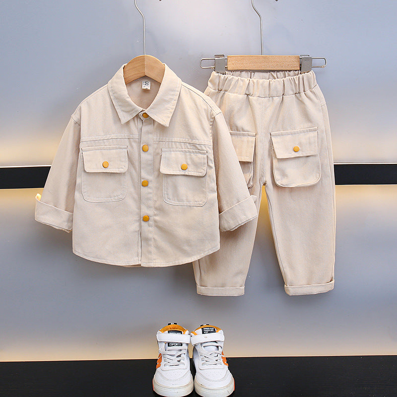 Children's Handsome Solid Color Two-piece Toddler Clothes Children's Suit