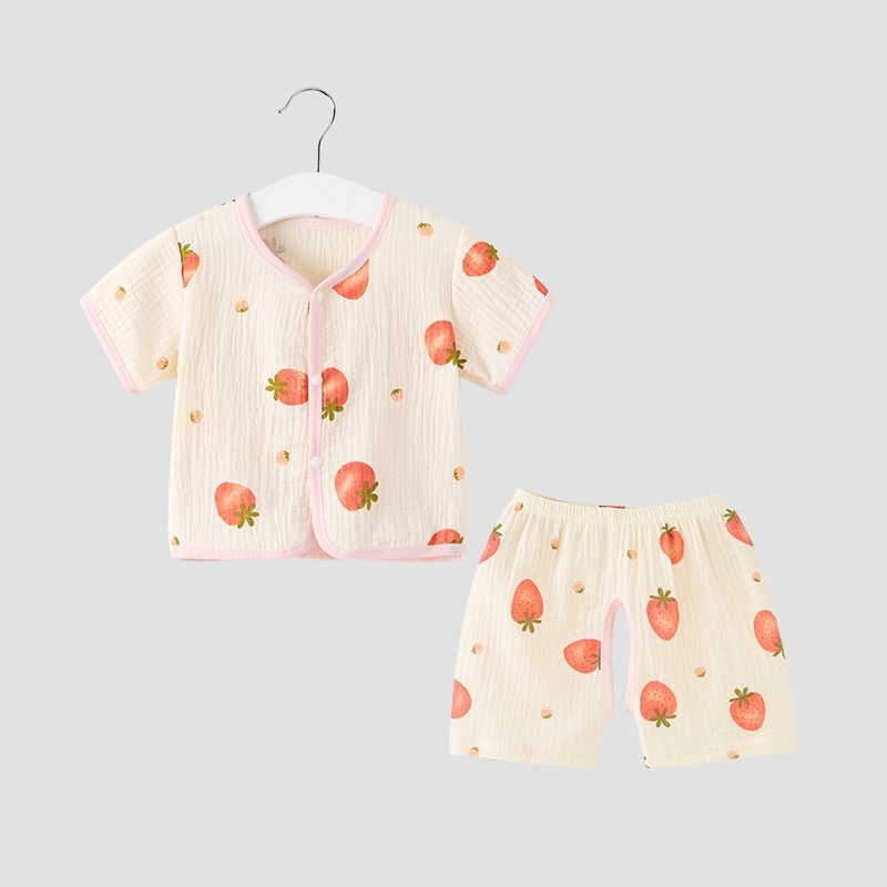 Yarn Cloth Summer Thin Clothes Unisex Short Sleeve Shorts Split Children's Suit